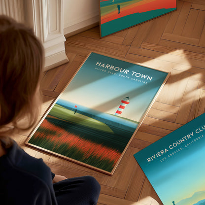Harbour Town Golf Links, Hilton Head, South Carolina Poster | Iconic Lighthouse & Fairway Wall Art — styled in a modern inter