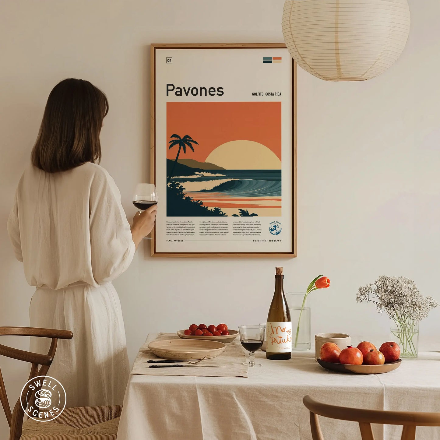 Pavones Surf Spot Framed Poster | Longest Wave In The World Wall Art | Costa Rica Surfer Travel Print | Surfing Minimalist Design