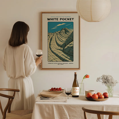 White Pocket Arizona Poster | Vermilion Cliffs Vintage Travel Wall Art