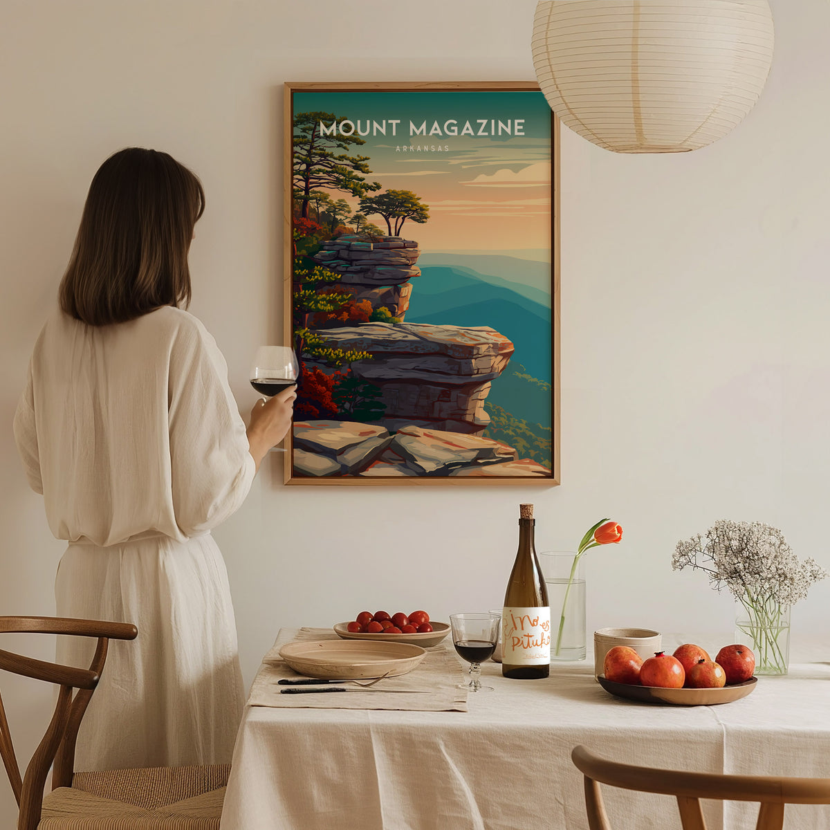 Mount Magazine, Arkansas Poster | Ozark Summit & Forest Scenic Wall Art — styled in a modern interior