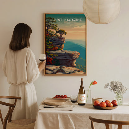 Mount Magazine, Arkansas Poster | Ozark Summit & Forest Scenic Wall Art — styled in a modern interior
