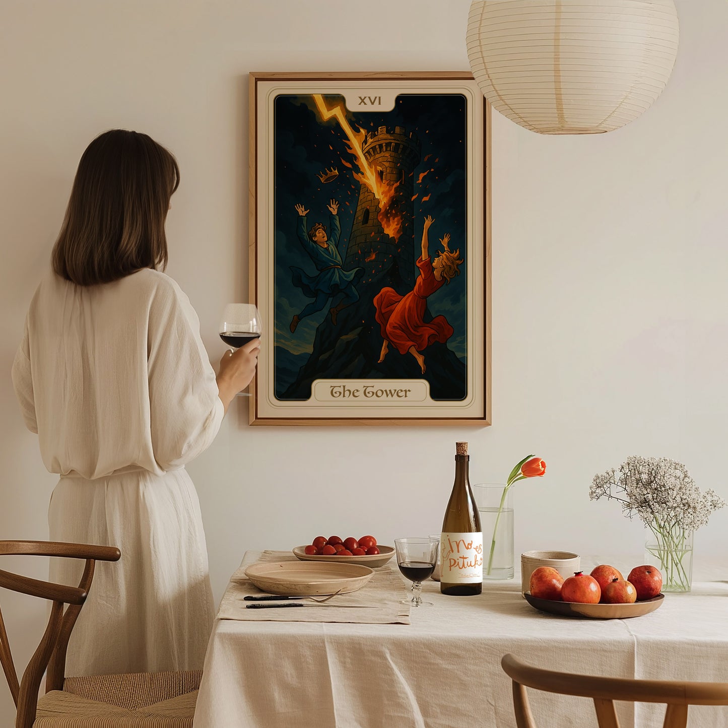 The Tower Tarot Poster | Major Arcana Art | Vintage Art Nouveau Gift