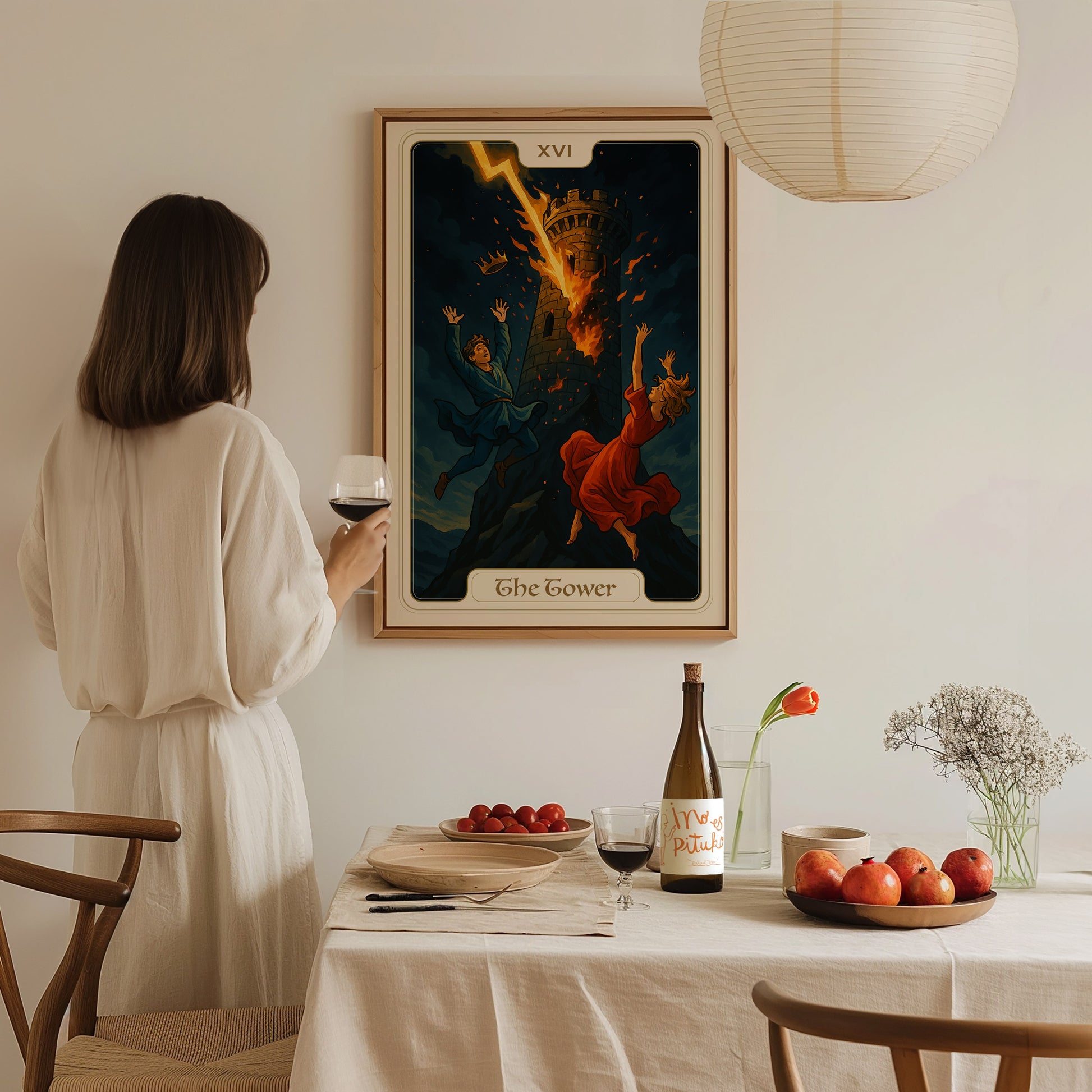 The Tower Tarot Poster | Major Arcana Art | Vintage Art Nouveau Gift