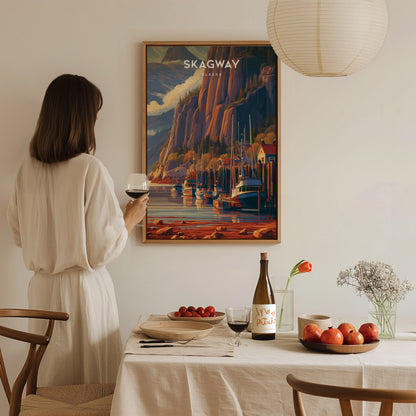 Skagway, Alaska Poster | Gold Rush Trail Mountain Wall Art — styled in a modern interior