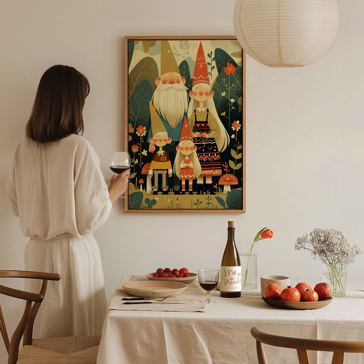 Gnome Family Poster | Cute Fantasy Gnome Lover Wall Art | Framed or Unframed