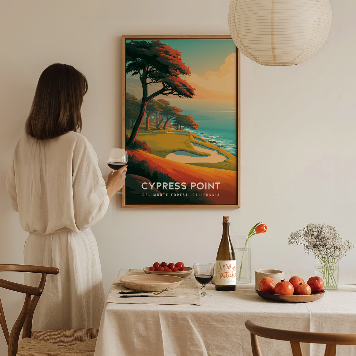 Cypress Point, Del Monte Forest, California Poster | Iconic Links Poster Golf Wall Art — styled in a modern interior