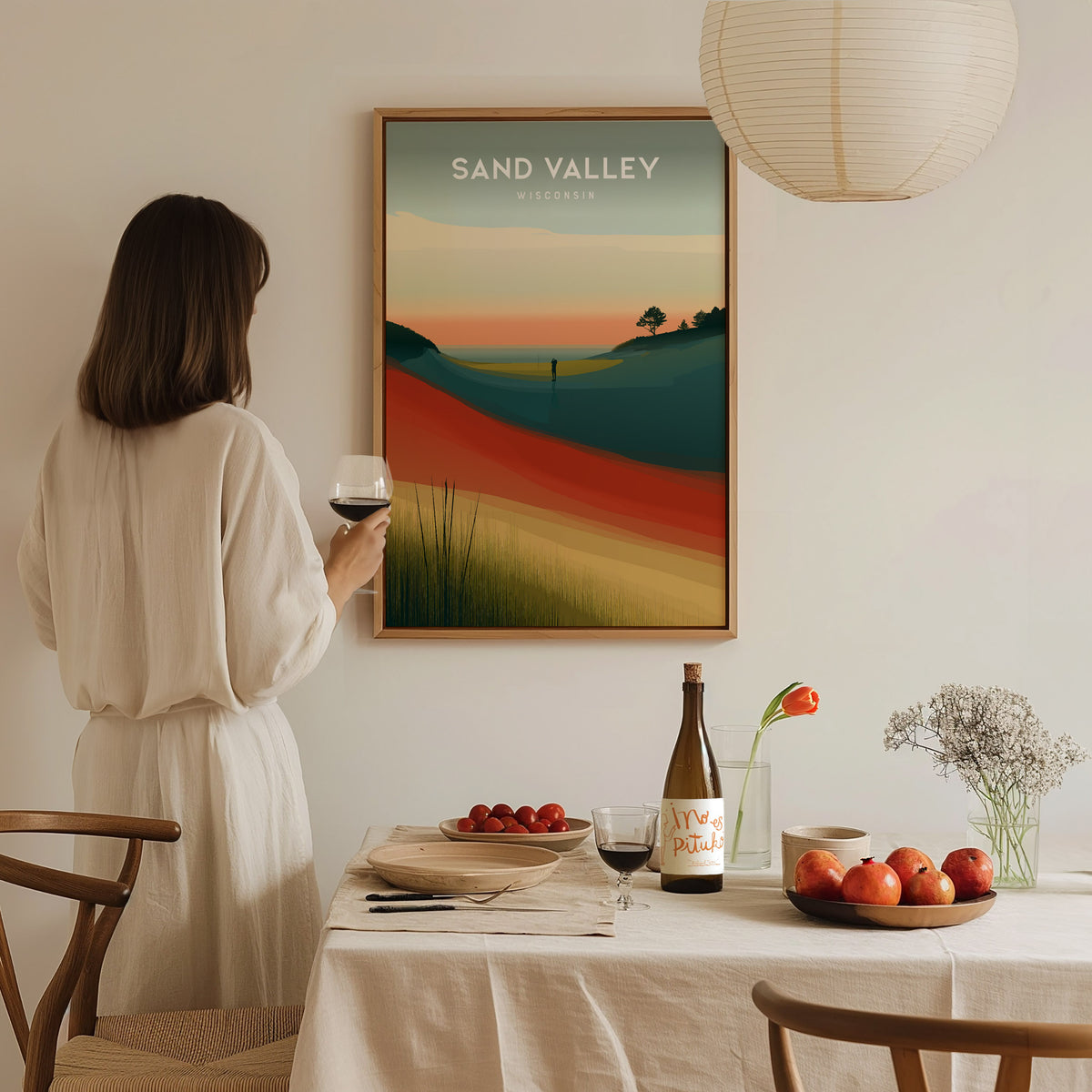 Sand Valley, Wisconsin Poster | Rolling Dunes & Fairways Golf Wall Art — styled in a modern interior