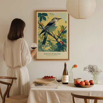 Mockingbird Poster | Vintage Cottagecore Songbird Wall Art