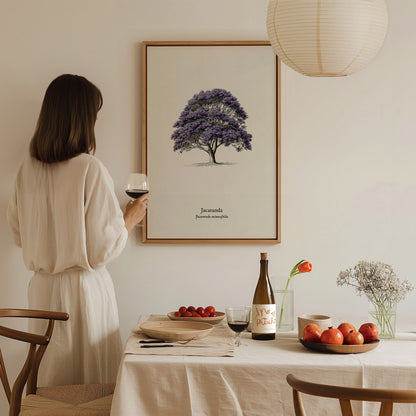 Jacaranda Poster | Vintage Jacaranda mimosifolia Botanical Illustration Wall Art — styled in a modern interior