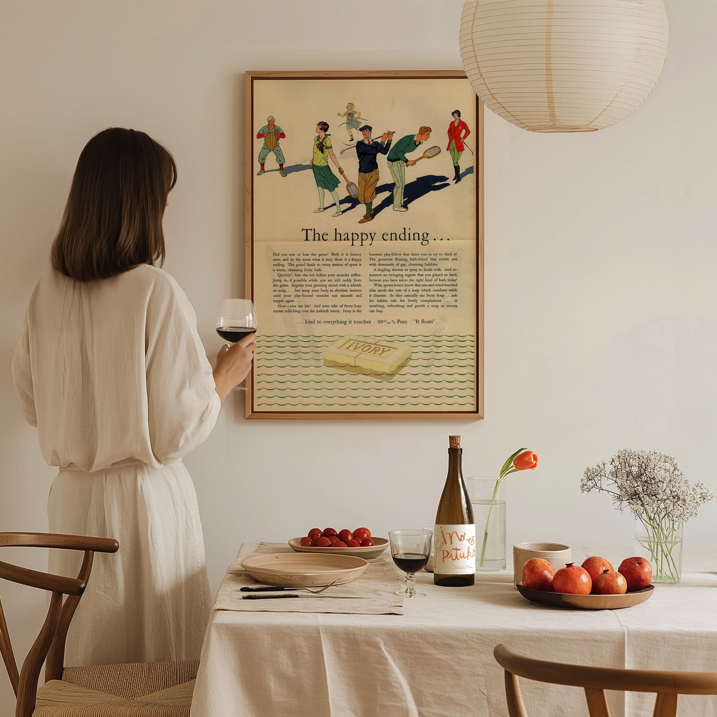 Vintage Ivory Soap Ad | 1920s Bathroom Art | Happy Ending Retro Print