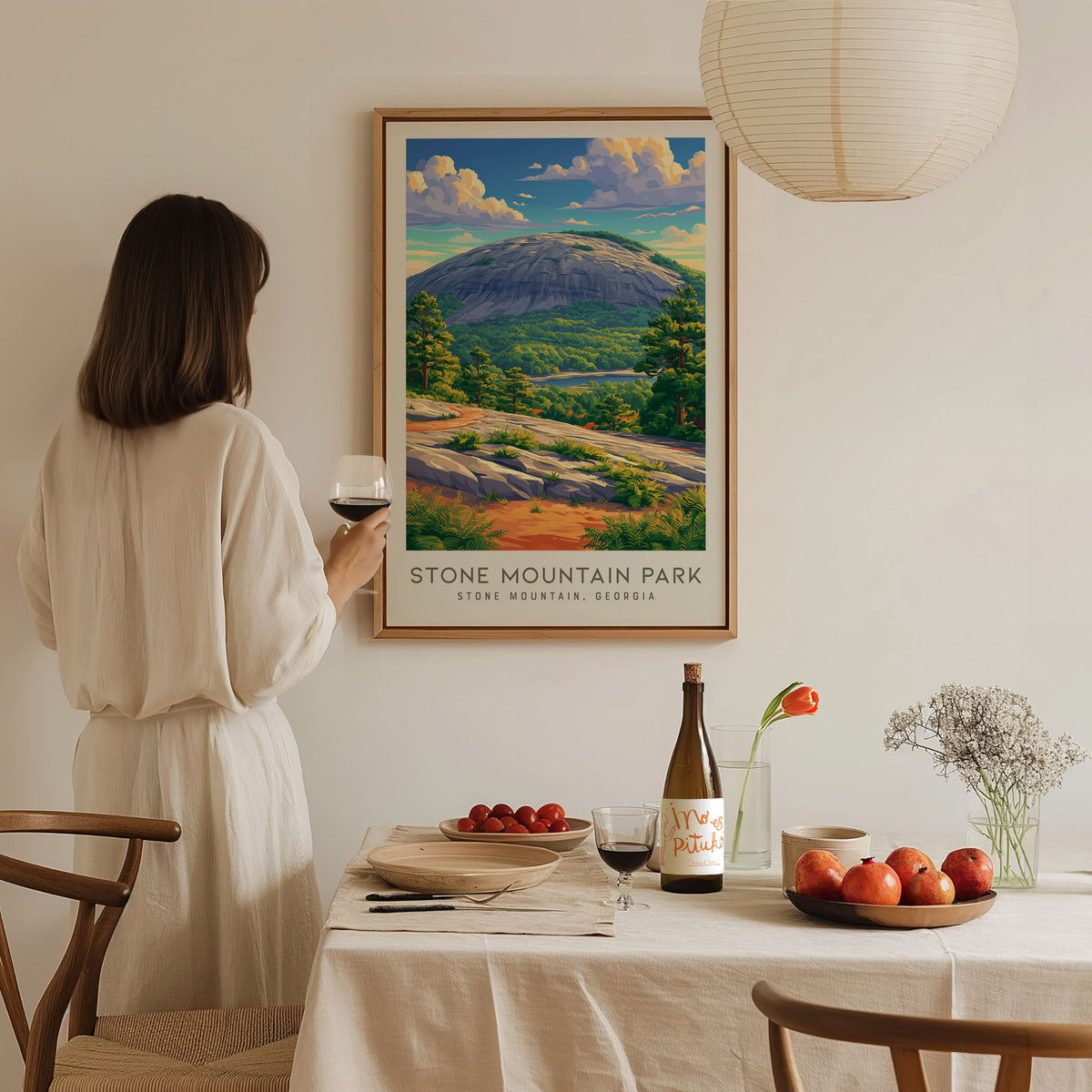 Stone Mountain Park Matte Border Poster | Stone Mountain, Georgia Destination Print — styled in a modern interior