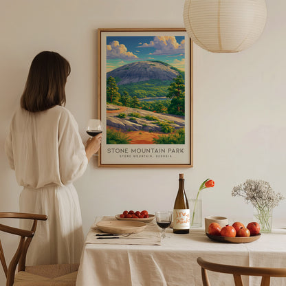 Stone Mountain Park Matte Border Poster | Stone Mountain, Georgia Destination Print — styled in a modern interior