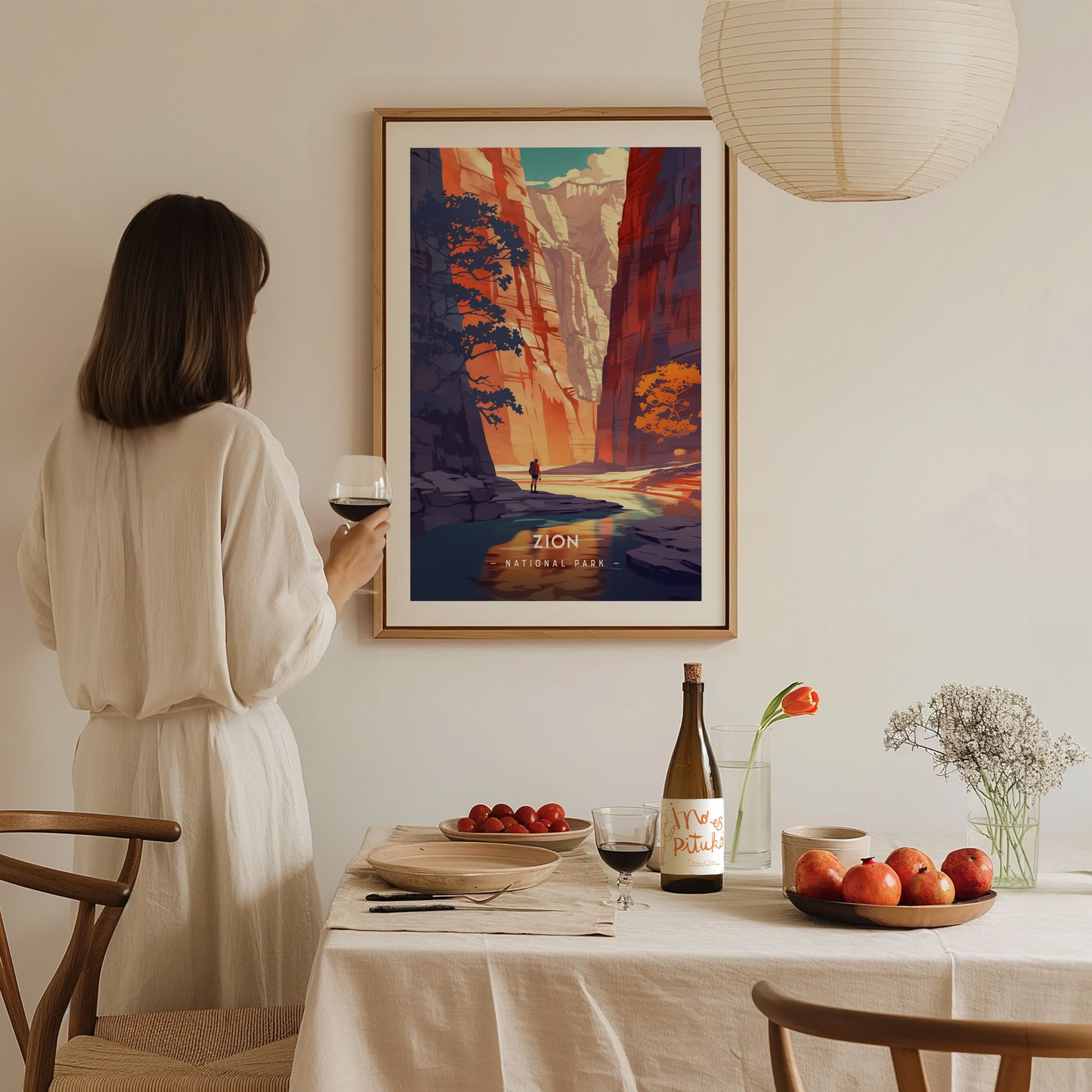 Zion National Park Poster | Minimalist Utah Wall Art Print | Framed or Unframed