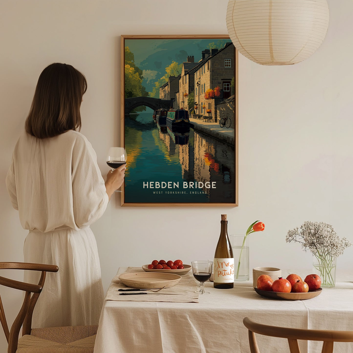 Hebden Bridge Poster | West Yorkshire England Canal Wall Art