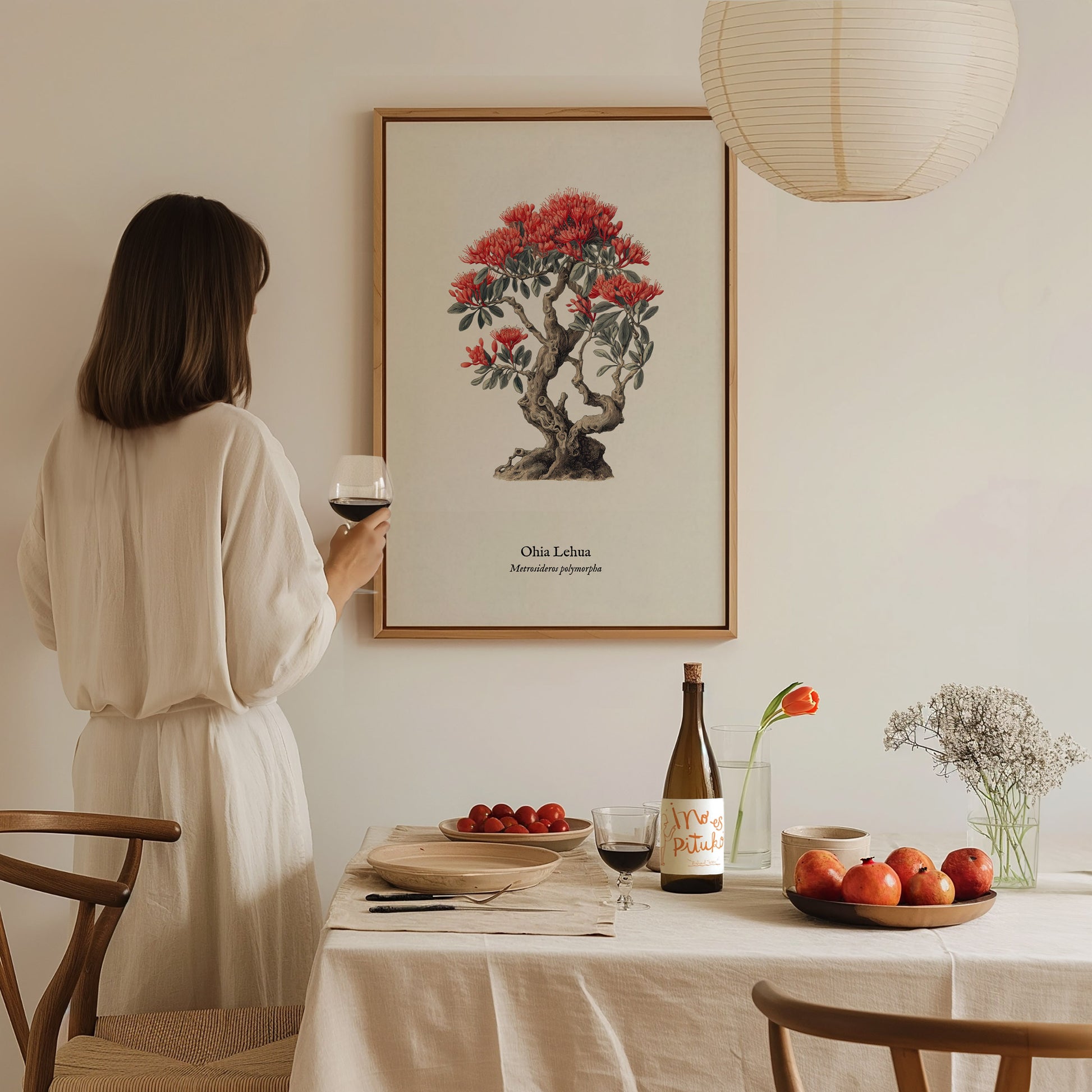 Ohia Lehua Poster | Vintage Metrosideros polymorpha Botanical Illustration Wall Art — styled in a modern interior