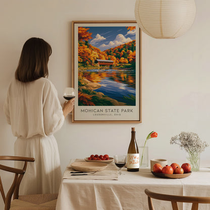 Mohican State Park Matte Border Poster | Loudonville, Ohio Destination Print — styled in a modern interior
