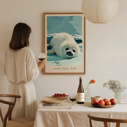 Harp Seal Pup, Pagophilus groenlandicus Poster | Arctic Wildlife Wall Art — styled in a modern interior