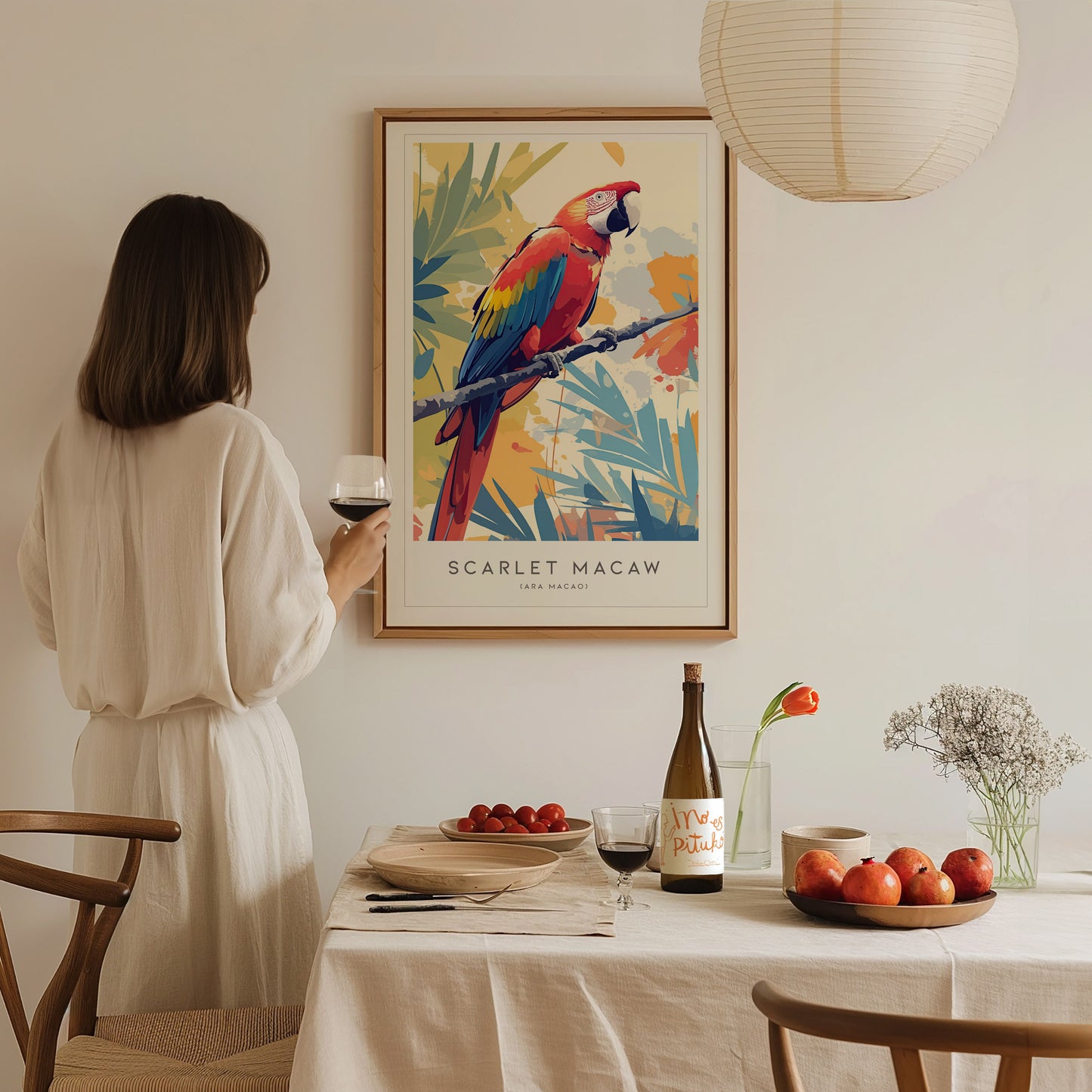 Scarlet Macaw Poster | Tropical Parrot Art Rainforest Bird Wall Decor