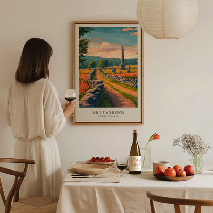 Gettysburg Matte Border Poster | Pennsylvania Destination Print Travel Wall Art — styled in a modern interior