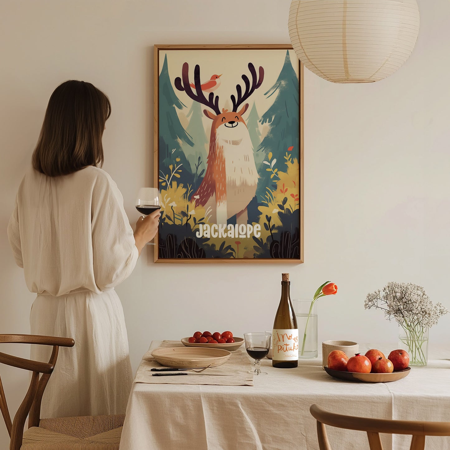 Jackalope Kids Room Poster | Cute Cryptids Wall Art