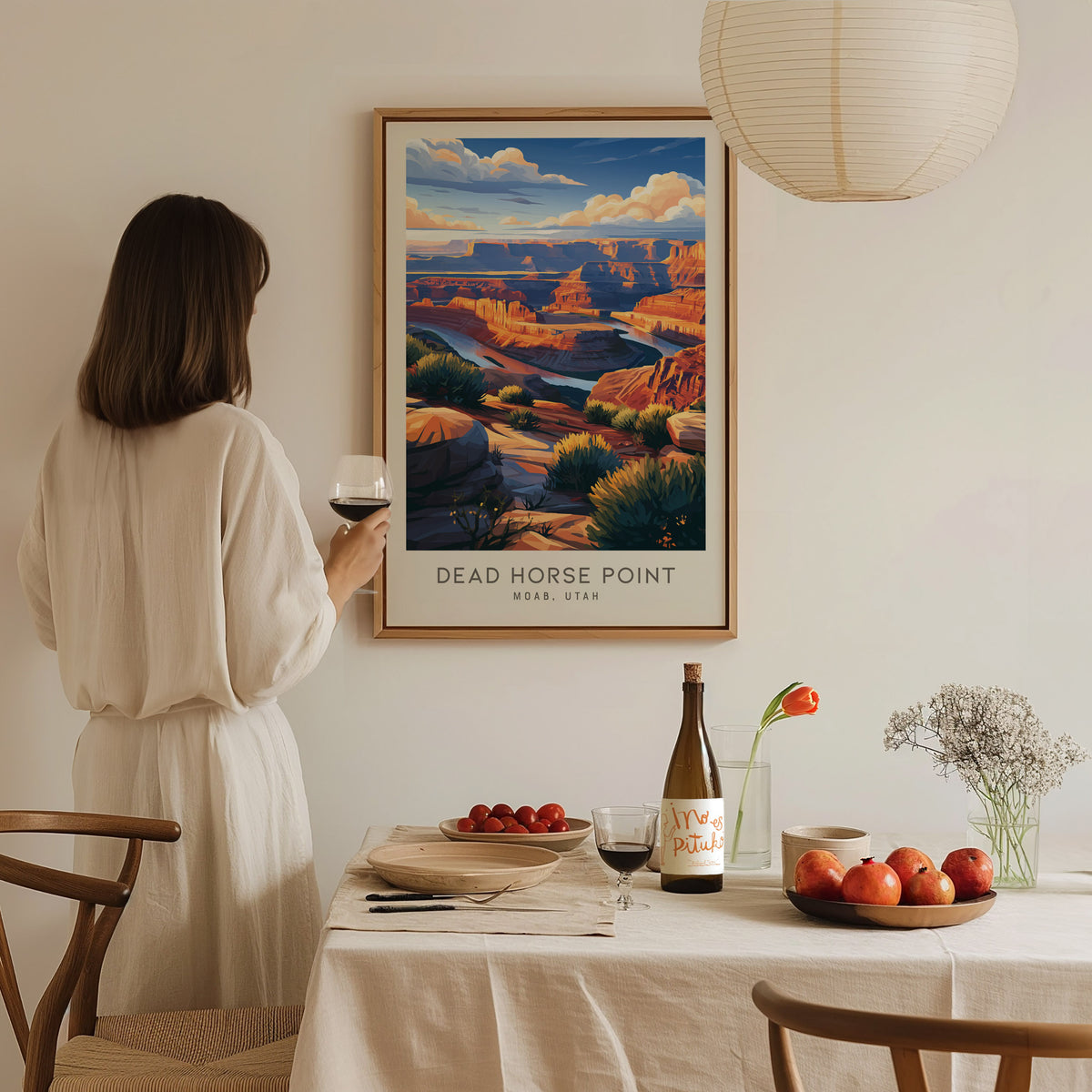 Dead Horse Point Matte Border Poster | Moab, Utah Desert Canyon Travel Gift — styled in a modern interior