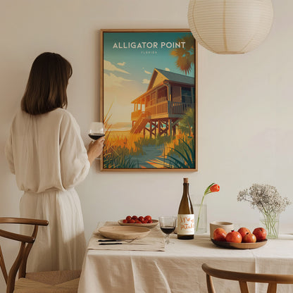Alligator Point, Florida Poster | Wild Gulf Shore Serenity Wall Art — styled in a modern interior