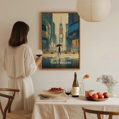 Times Square Poster | New York City Art | NYC Retro Travel Wall Print