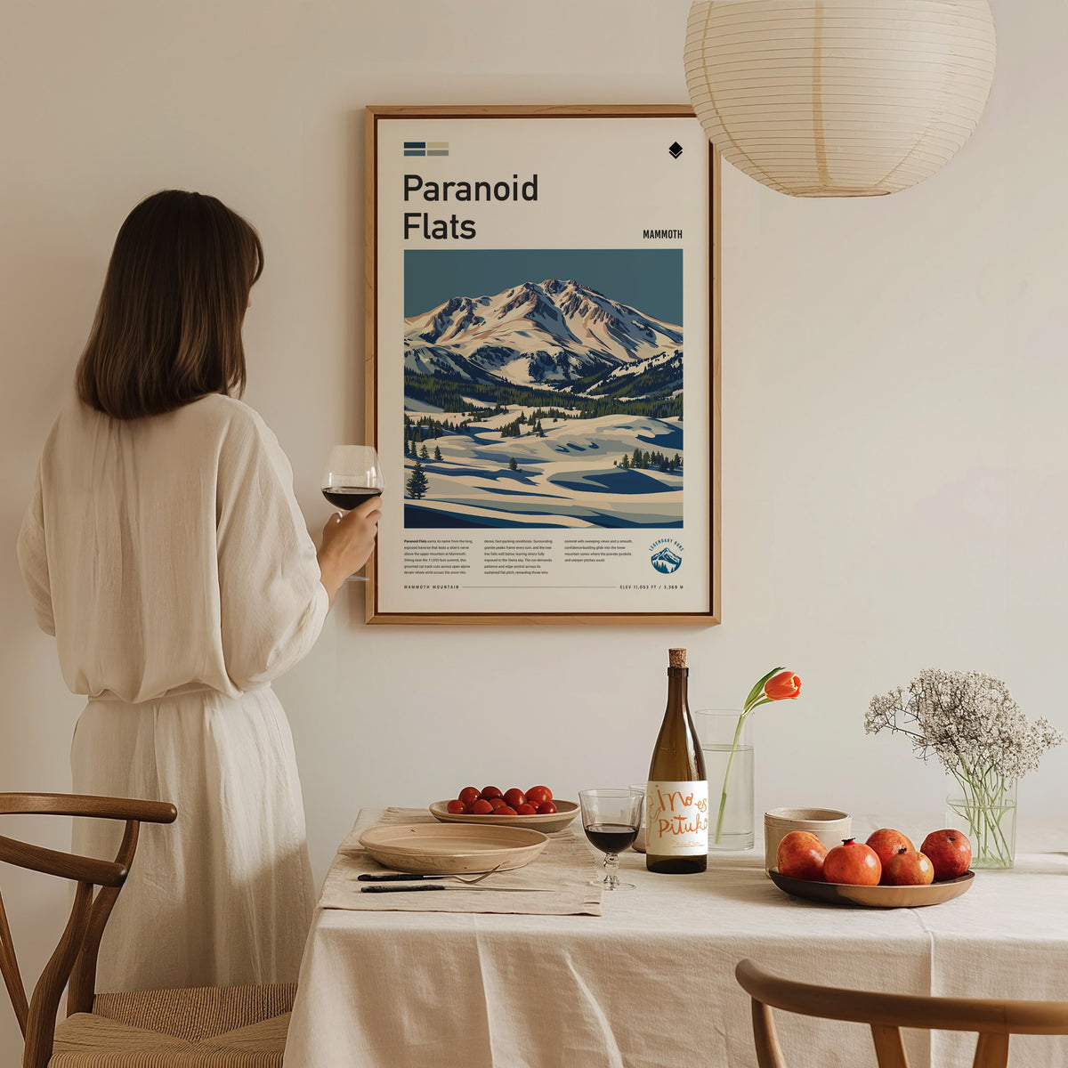 Paranoid Flats, Mammoth Poster | Ski Lodge Decor Mountain Wall Art — styled in a modern interior
