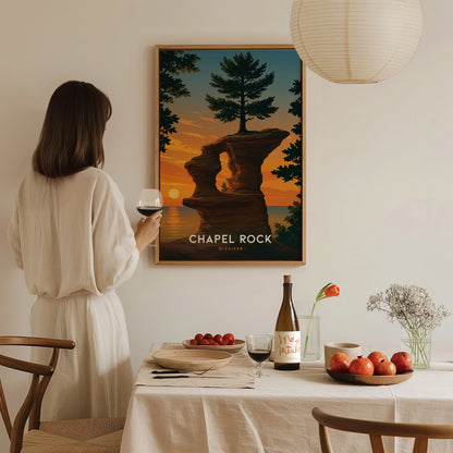 Chapel Rock Michigan Poster | Pictured Rocks Lake Superior Wall Art | Framed or Unframed