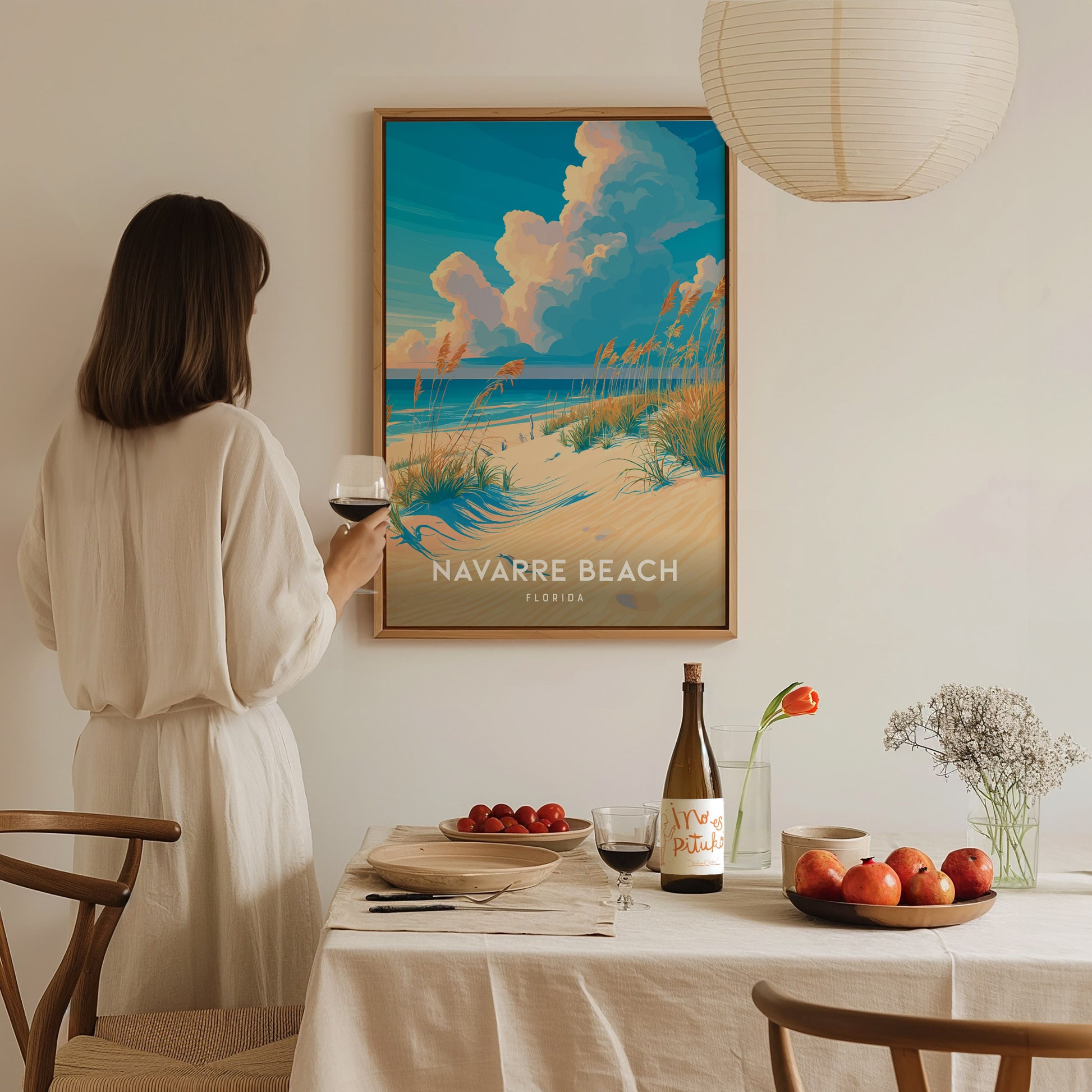 Navarre Beach, Florida Poster | Sugar-White Shores & Emerald Waters Wall Art — styled in a modern interior