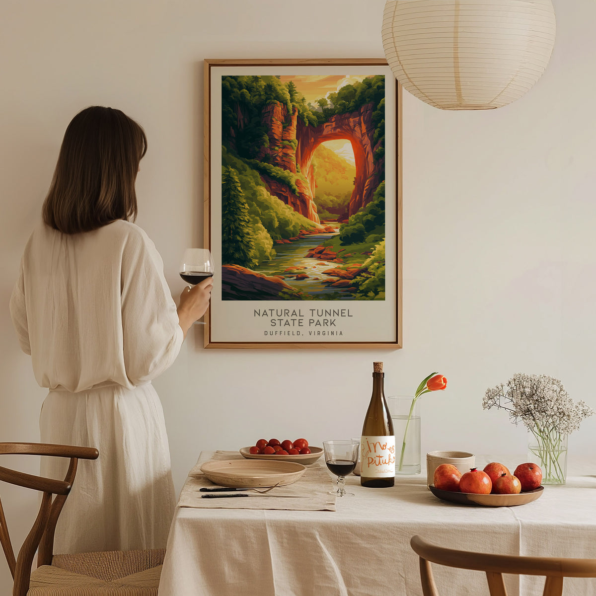 Natural Tunnel State Park Matte Border Poster | Duffield, Virginia Travel Wall Art — styled in a modern interior