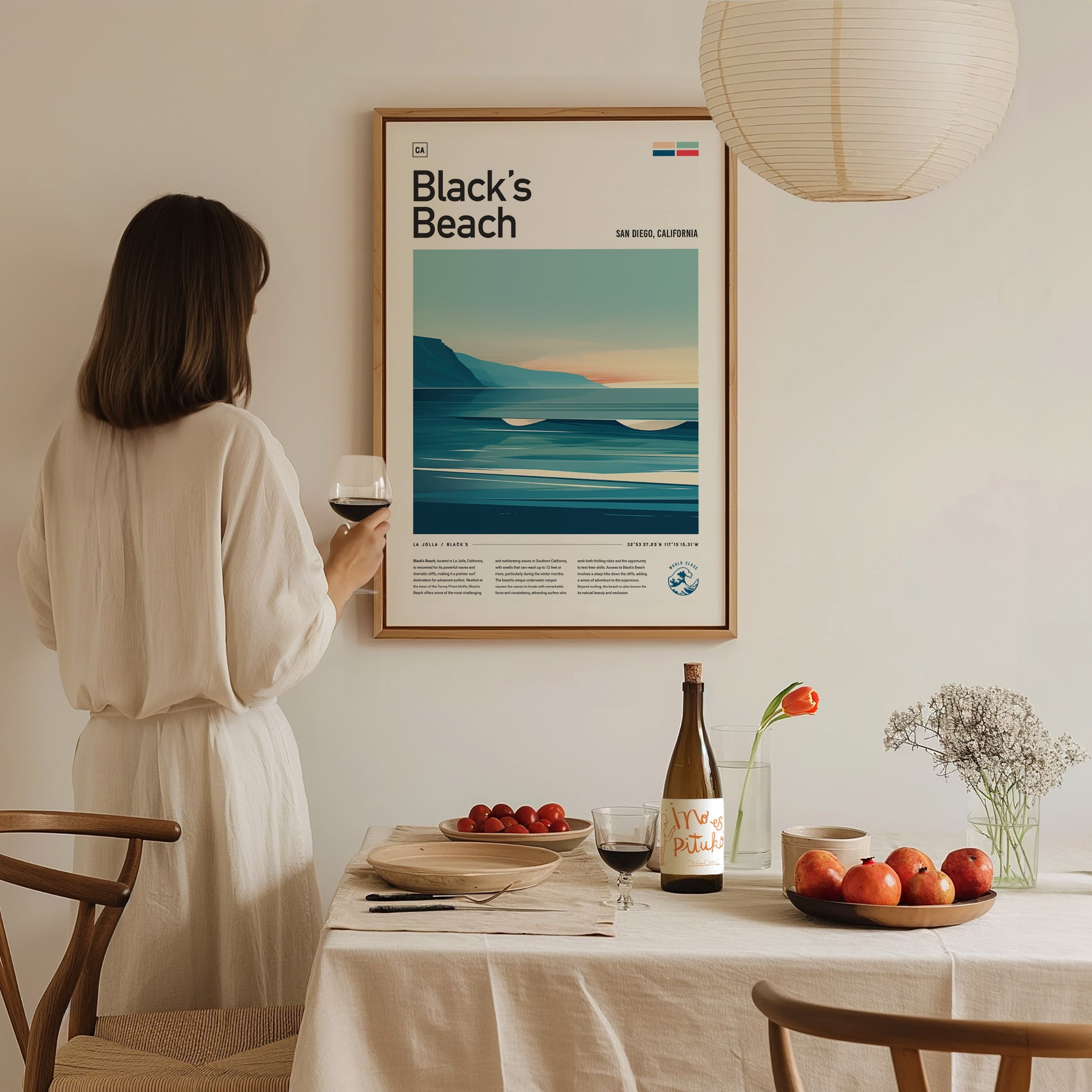 Black's Beach Surf Spot Poster | La Jolla California Surfer Wall Art | Framed or Unframed