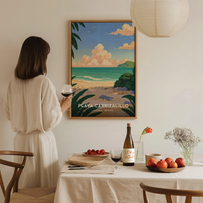 Playa Carrizalillo Poster | Puerto Escondido Oaxaca | Mexico Beach Art