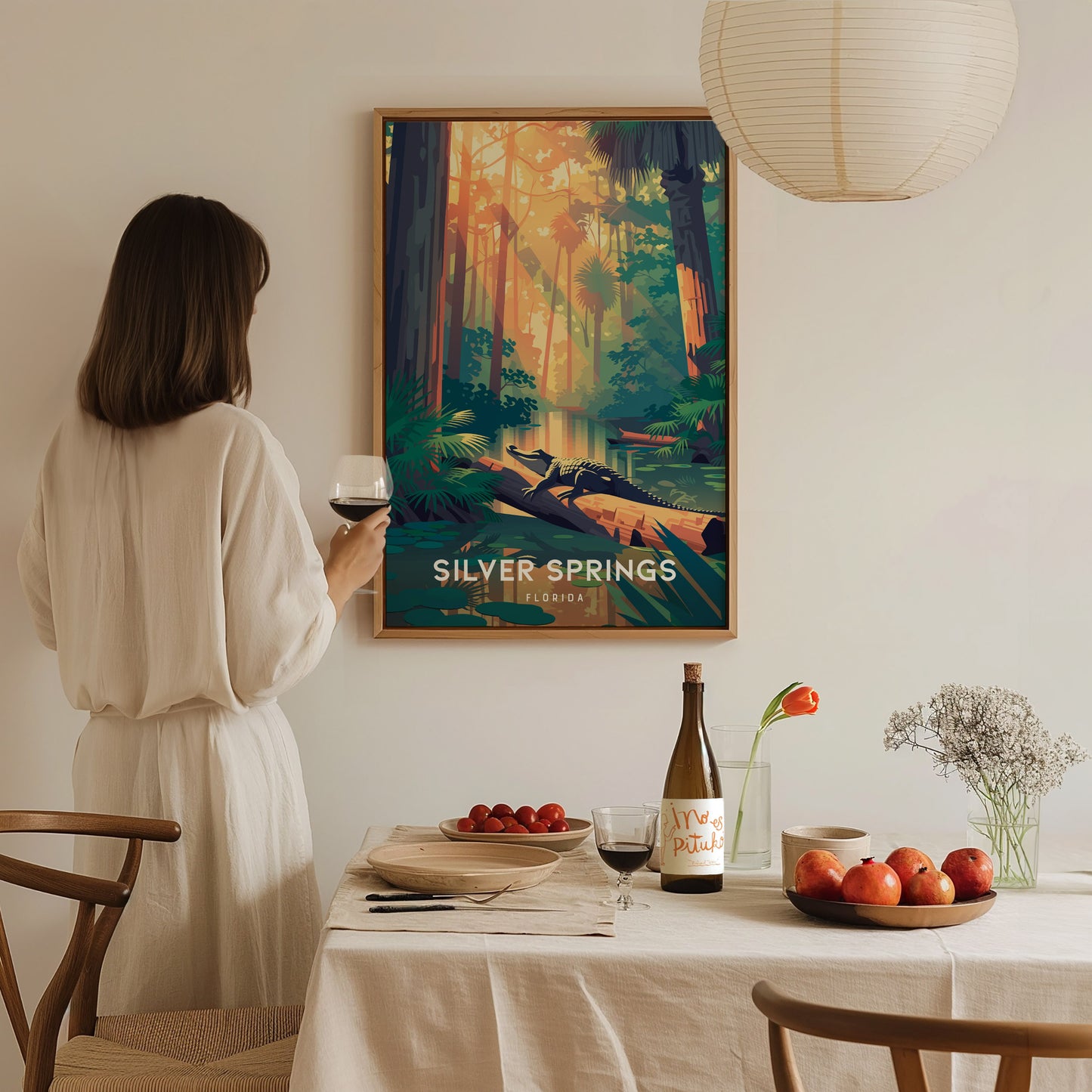 Silver Springs, Florida Poster | Crystal Waters & Glass-Bottom Boat Wall Art — styled in a modern interior