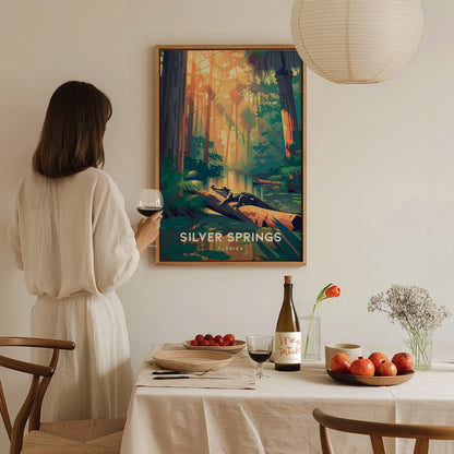 Silver Springs, Florida Poster | Crystal Waters & Glass-Bottom Boat Wall Art — styled in a modern interior