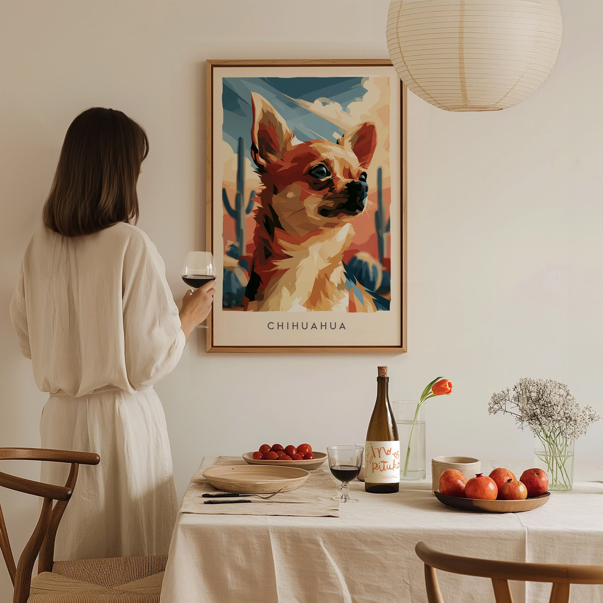 Chihuahua Poster | Bold Desert Dog Portrait Wall Art — styled in a modern interior