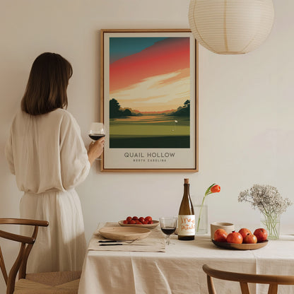 Quail Hollow Matte Border Poster | North Carolina Golf Course Print & Country Club Decor — styled in a modern interior