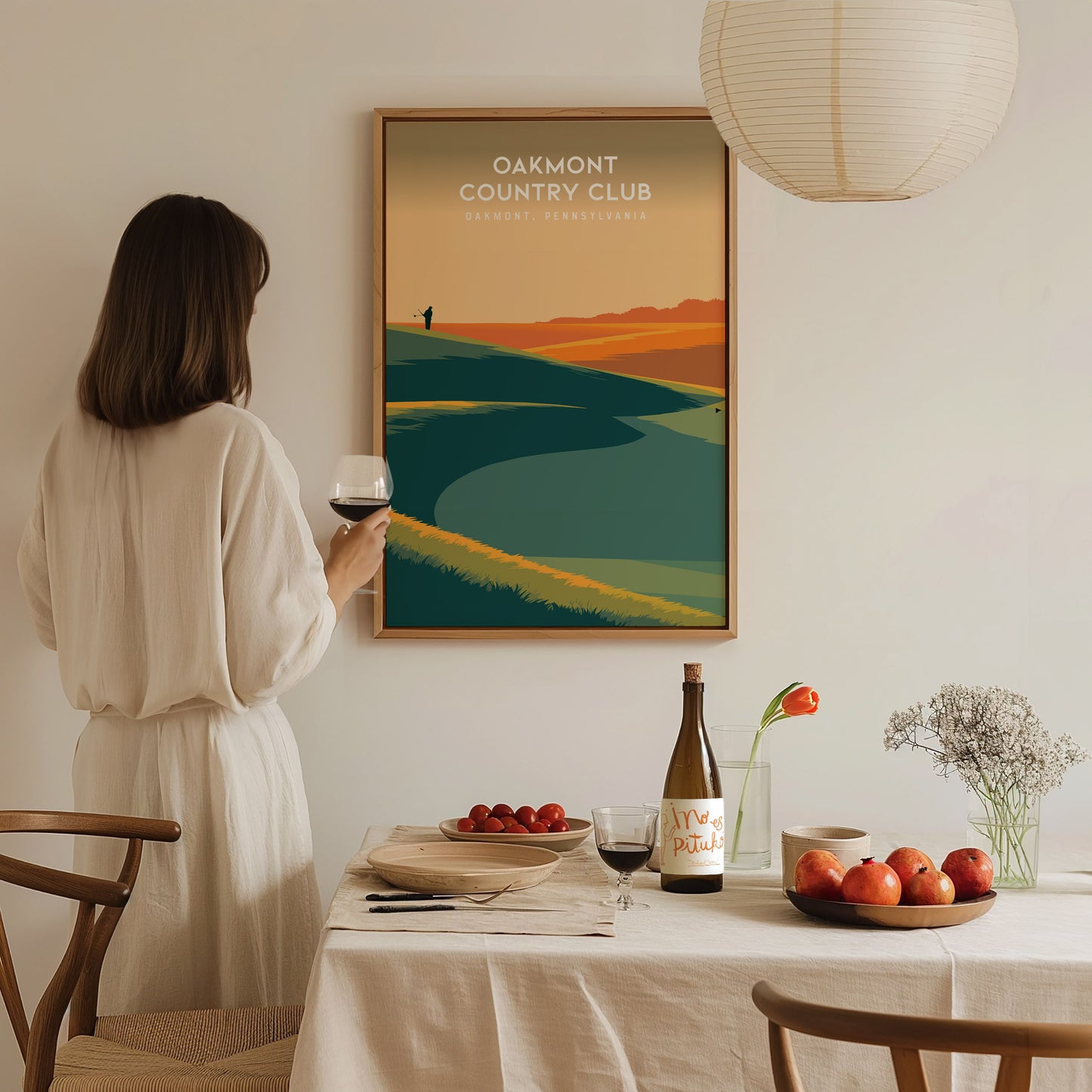 Oakmont Country Club, Oakmont, Pennsylvania Poster | Classic Links Golfer Gift Wall Art — styled in a modern interior
