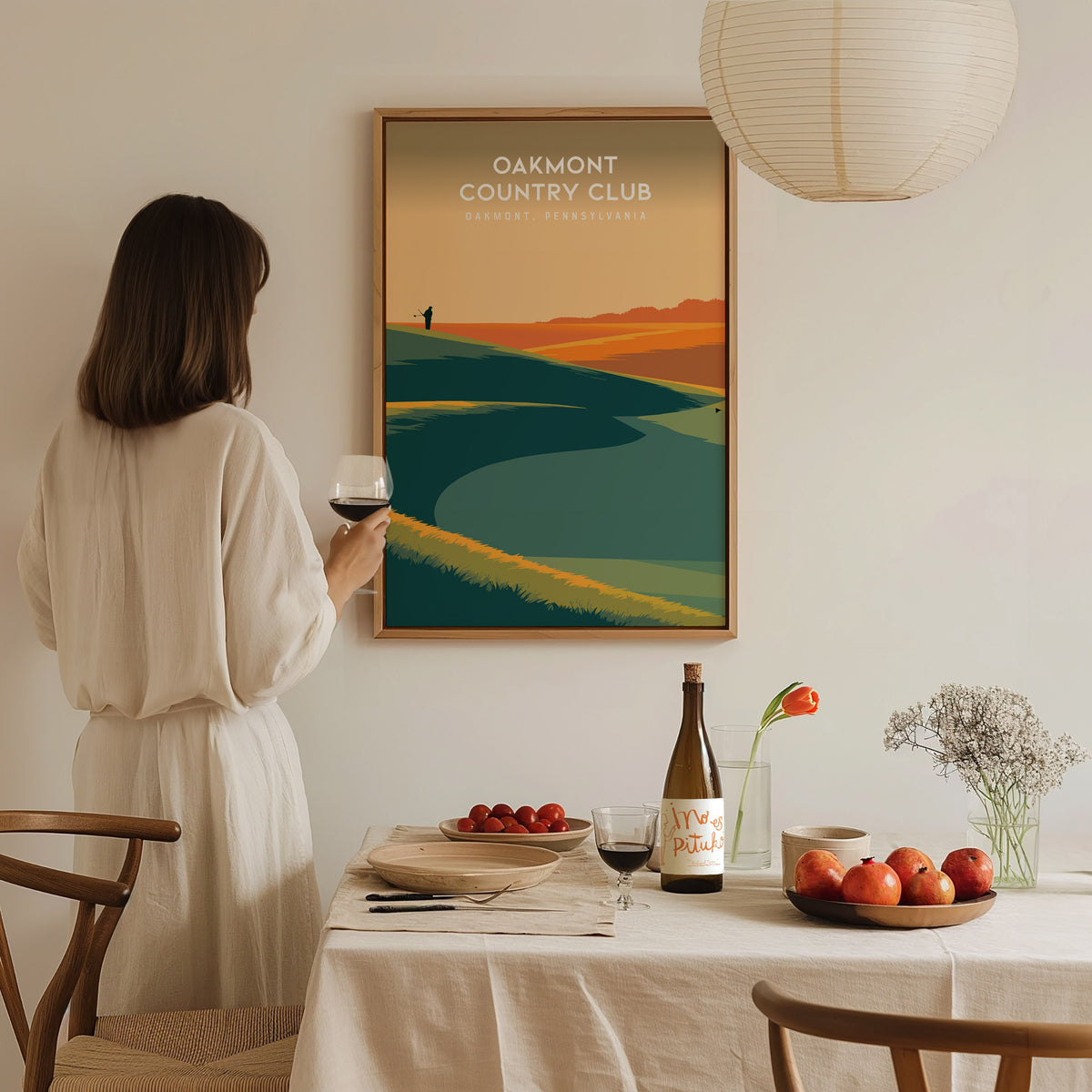 Oakmont Country Club, Oakmont, Pennsylvania Poster | Classic Links Golfer Gift Wall Art — styled in a modern interior
