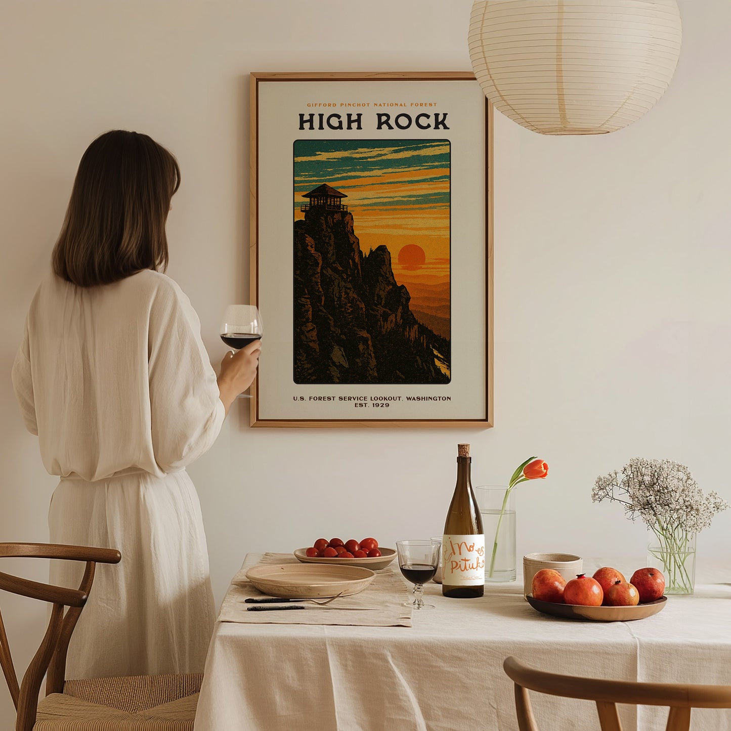High Rock Lookout Vintage Poster | Gifford Pinchot Forest Wall Art