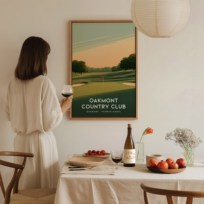 Oakmont Country Club, Oakmont, Pennsylvania Poster | Classic Links Golfer Gift Wall Art — styled in a modern interior