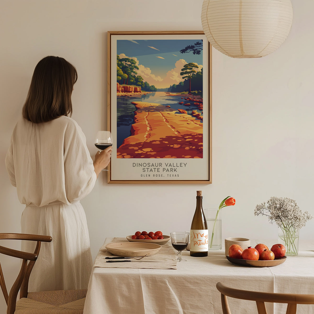 Dinosaur Valley State Park Matte Border Poster | Glen Rose, Texas Destination Print Travel Wall Art — styled in a modern inte