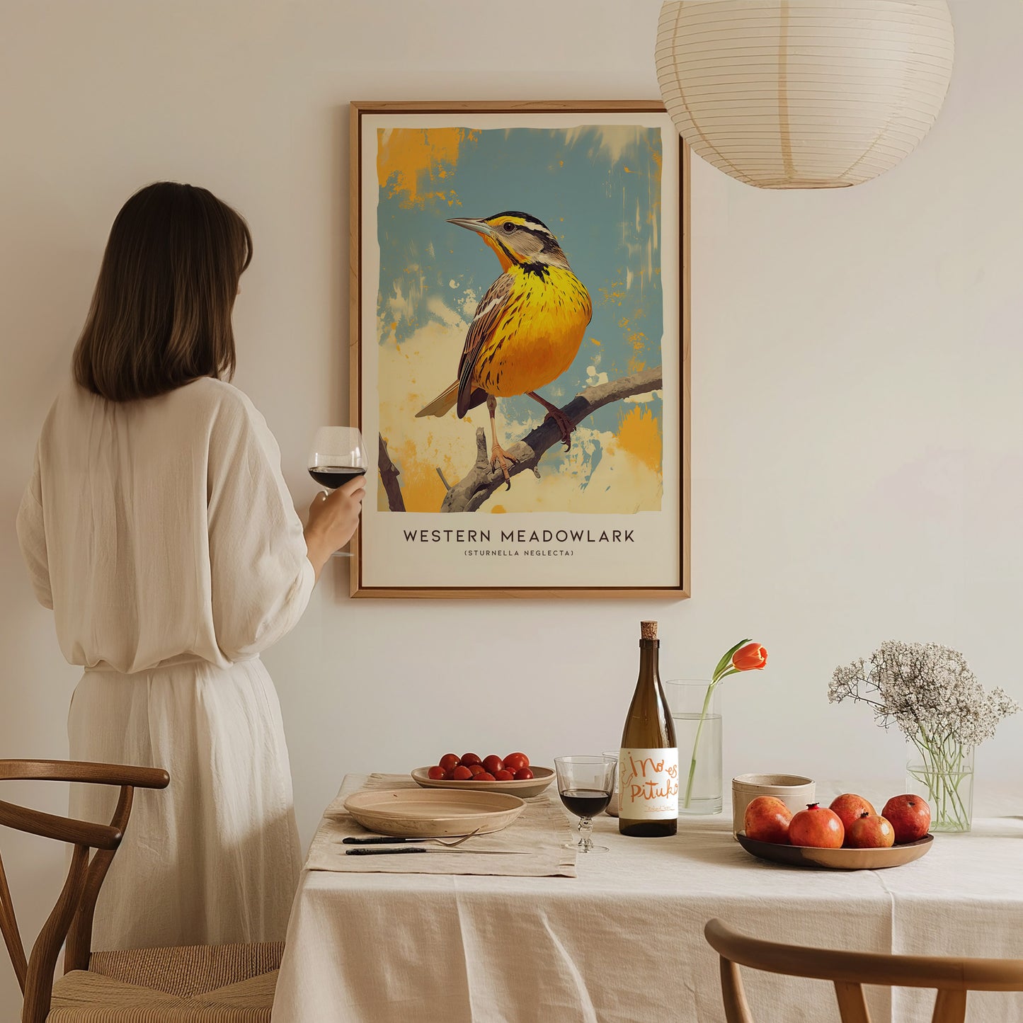 Western Meadowlark Poster | Official State Bird Prairie Songbird Art