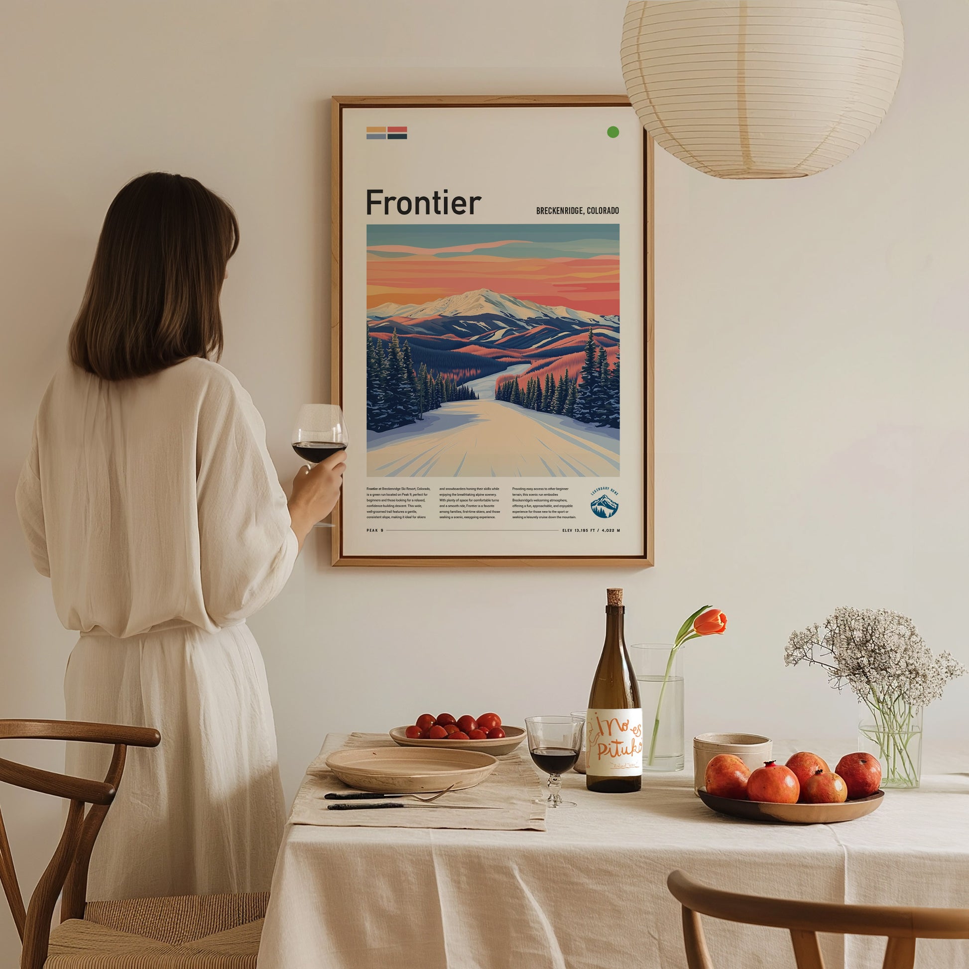 Frontier Ski Run Poster | Breckenridge Resort Colorado Wall Art | Framed or Unframed