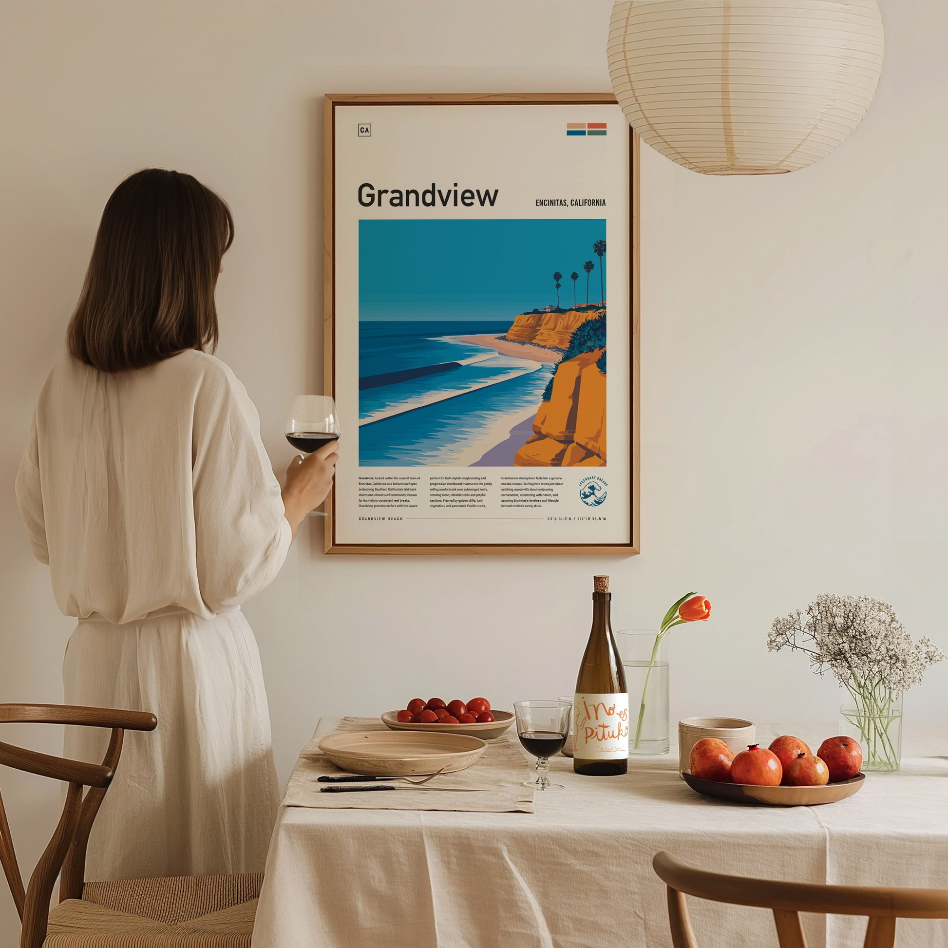 Grandview Surf Spot Poster | Encinitas California Surfer Wall Art