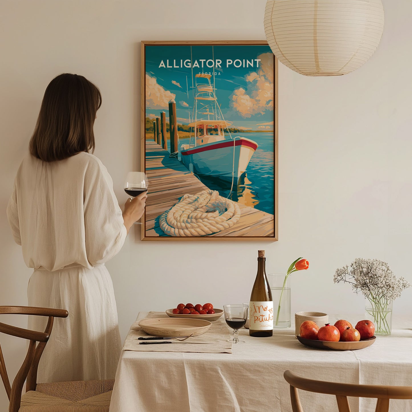 Alligator Point, Florida Poster | Wild Gulf Shore Serenity Wall Art — styled in a modern interior
