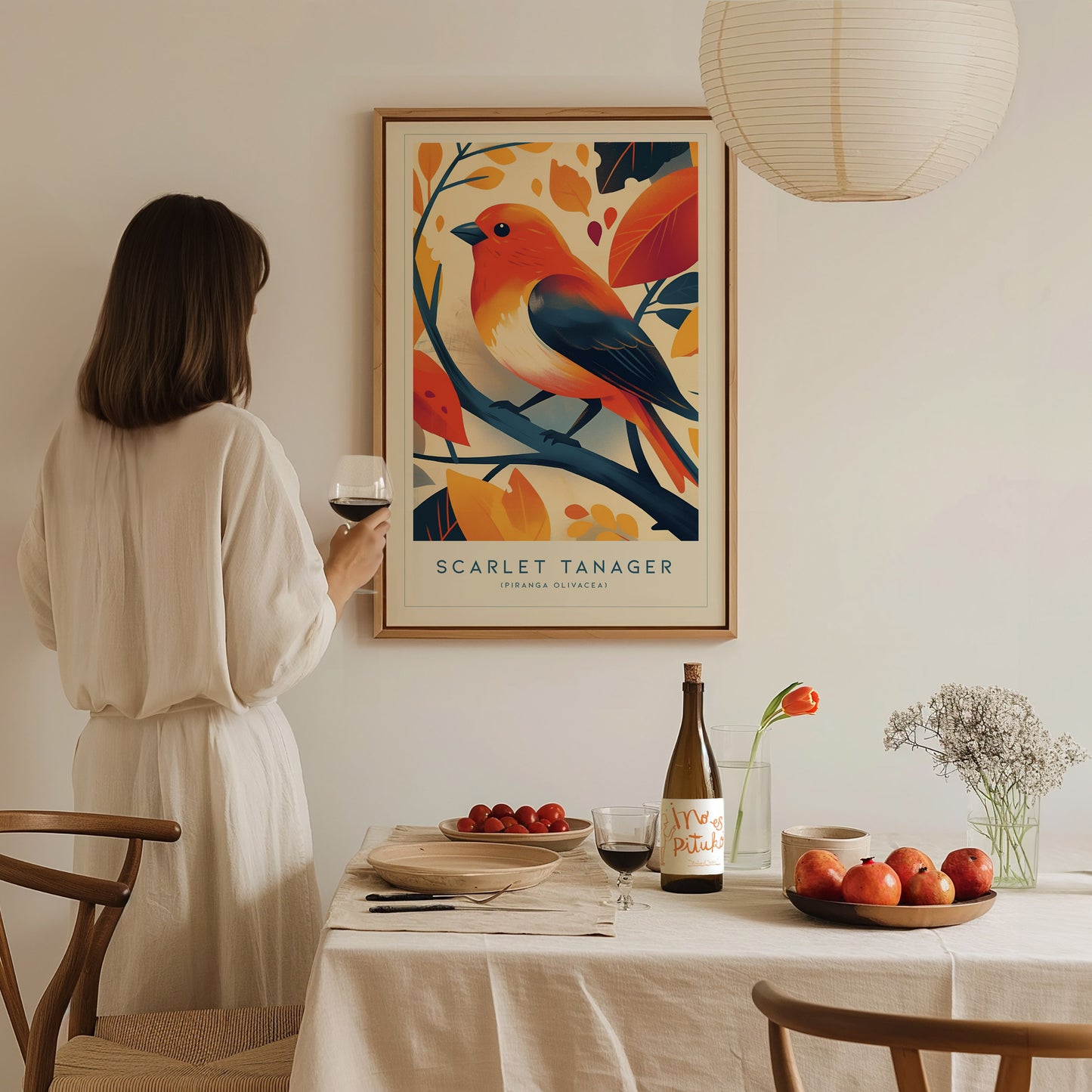 Scarlet Tanager Bird Poster | Audubon Songbird Art Birdwatcher Gift