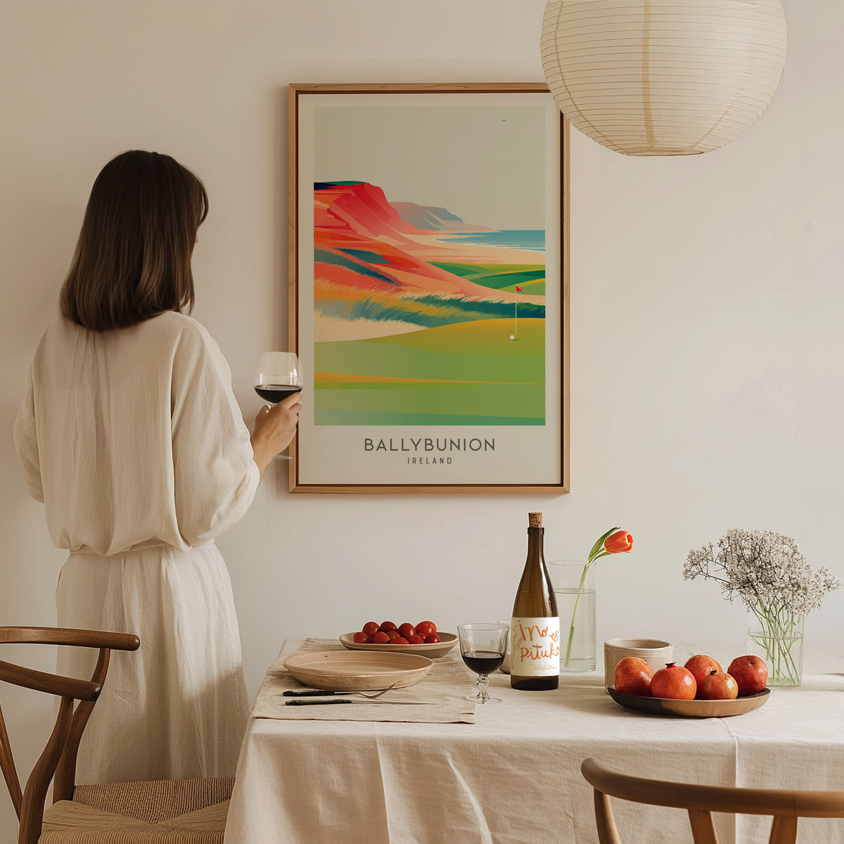 Ballybunion Matte Border Poster | Ireland Golf Course Print & Country Club Decor — styled in a modern interior