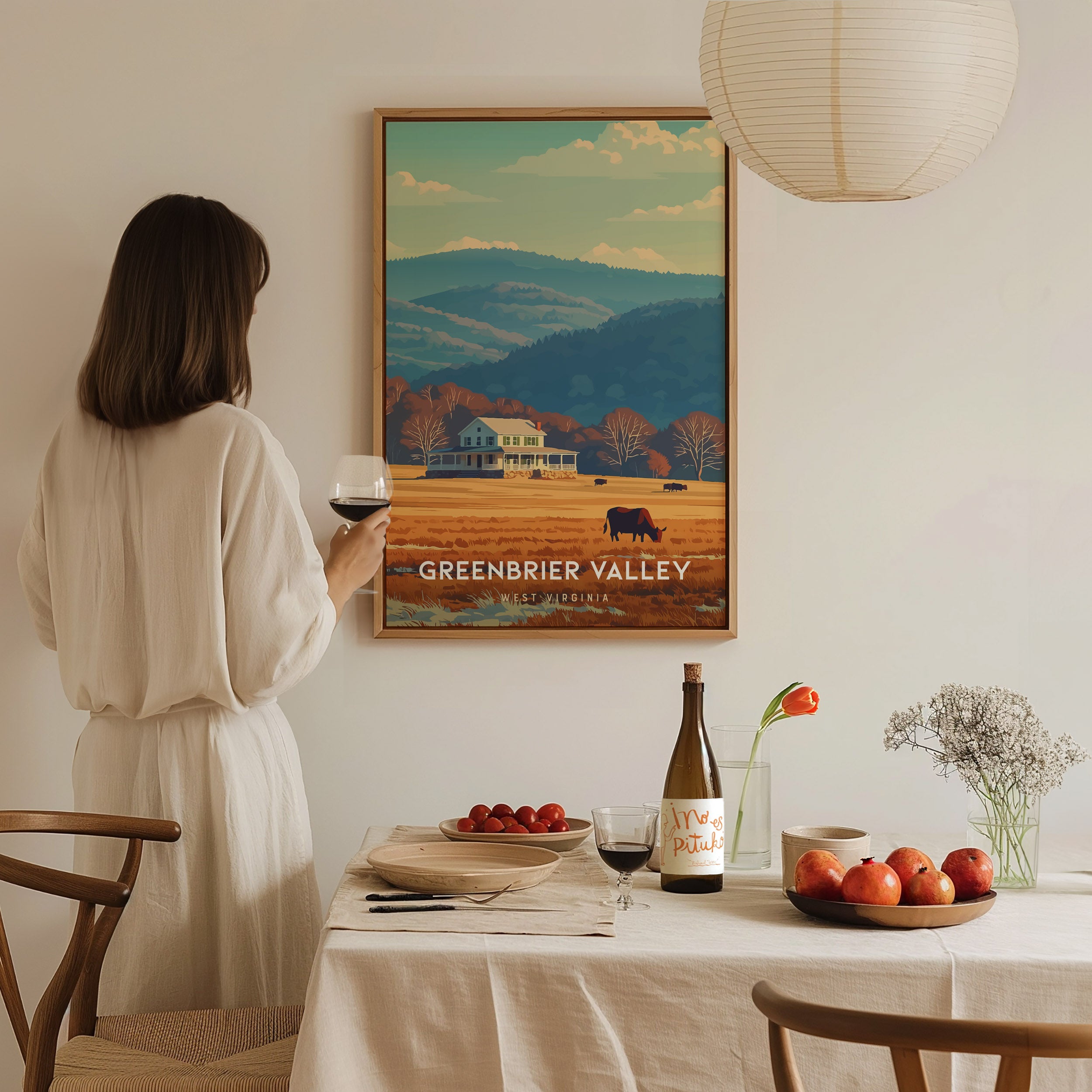 Greenbrier Valley, West Virginia Poster | Rolling Hills & River