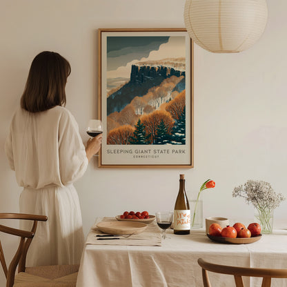 Sleeping Giant State Park Matte Border Poster | Connecticut Travel Wall Art — styled in a modern interior